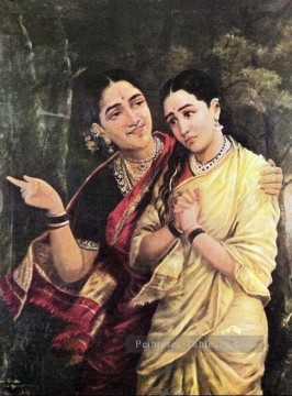 Indienne œuvres - Raja Ravi Varma Simhika et Sairandhri